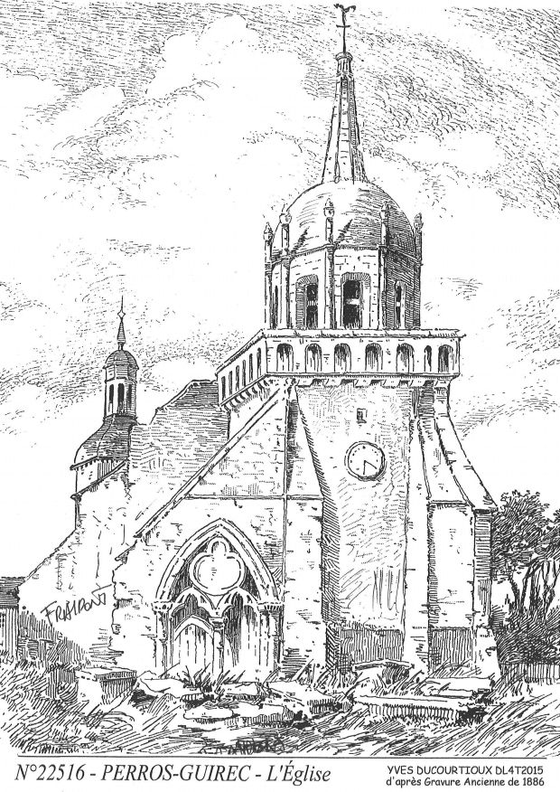 N 22516 - PERROS GUIREC - l église (d'aprs gravure ancienne)